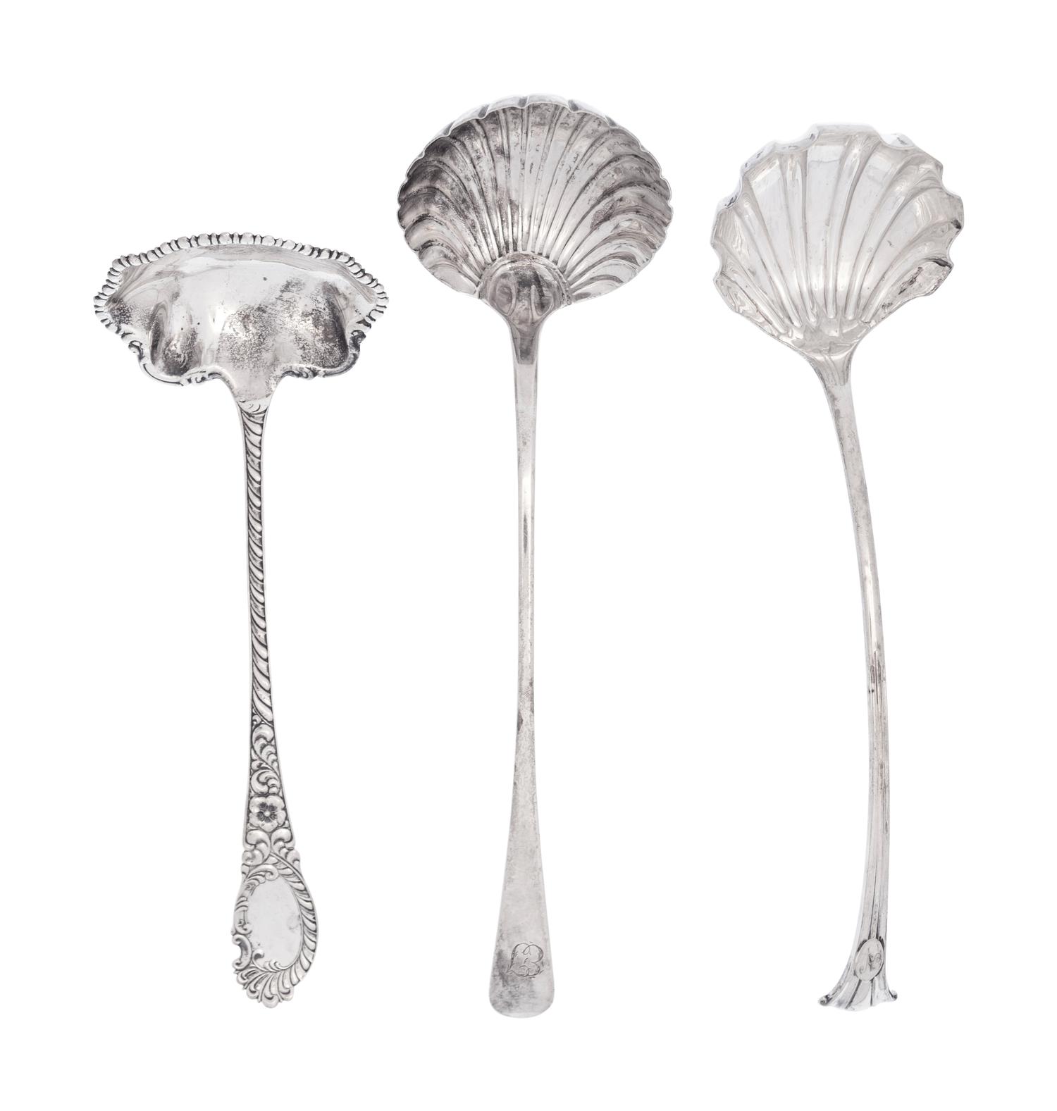 Two English Silver Ladles and an American Silver Ladle