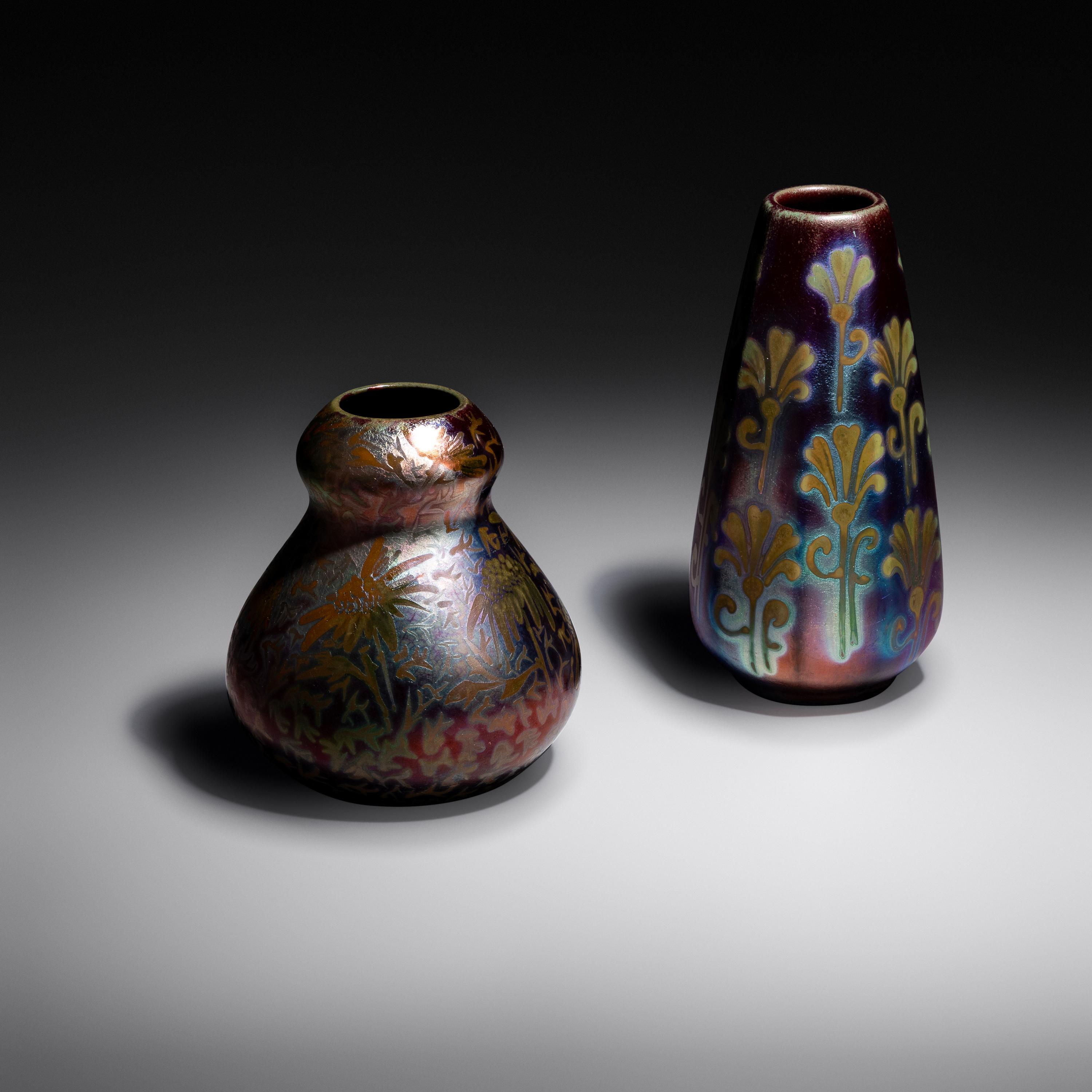 Two vases, c. 1903-17 for Weller Pottery, USA