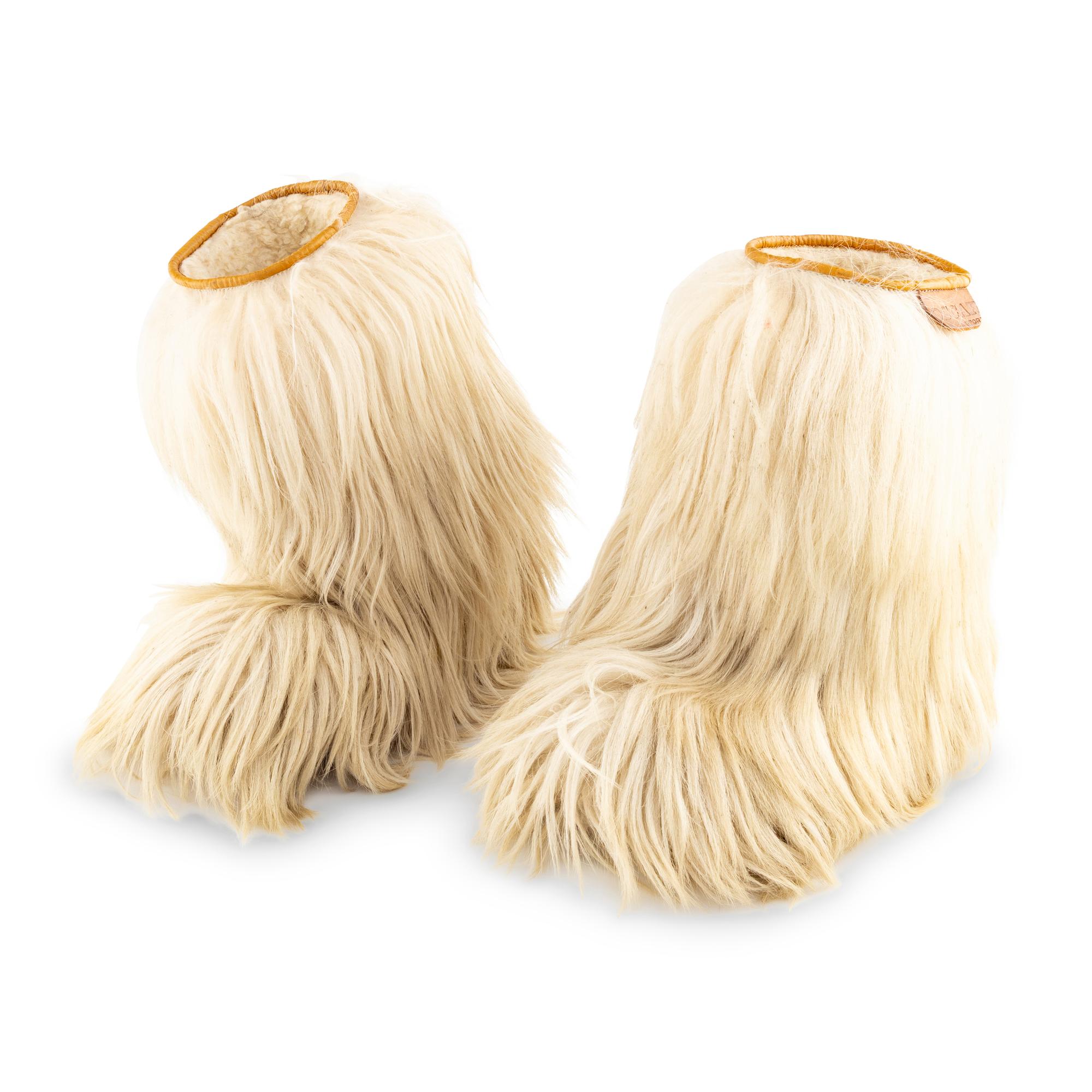 A Pair of Tibetan Goat Fur Boots