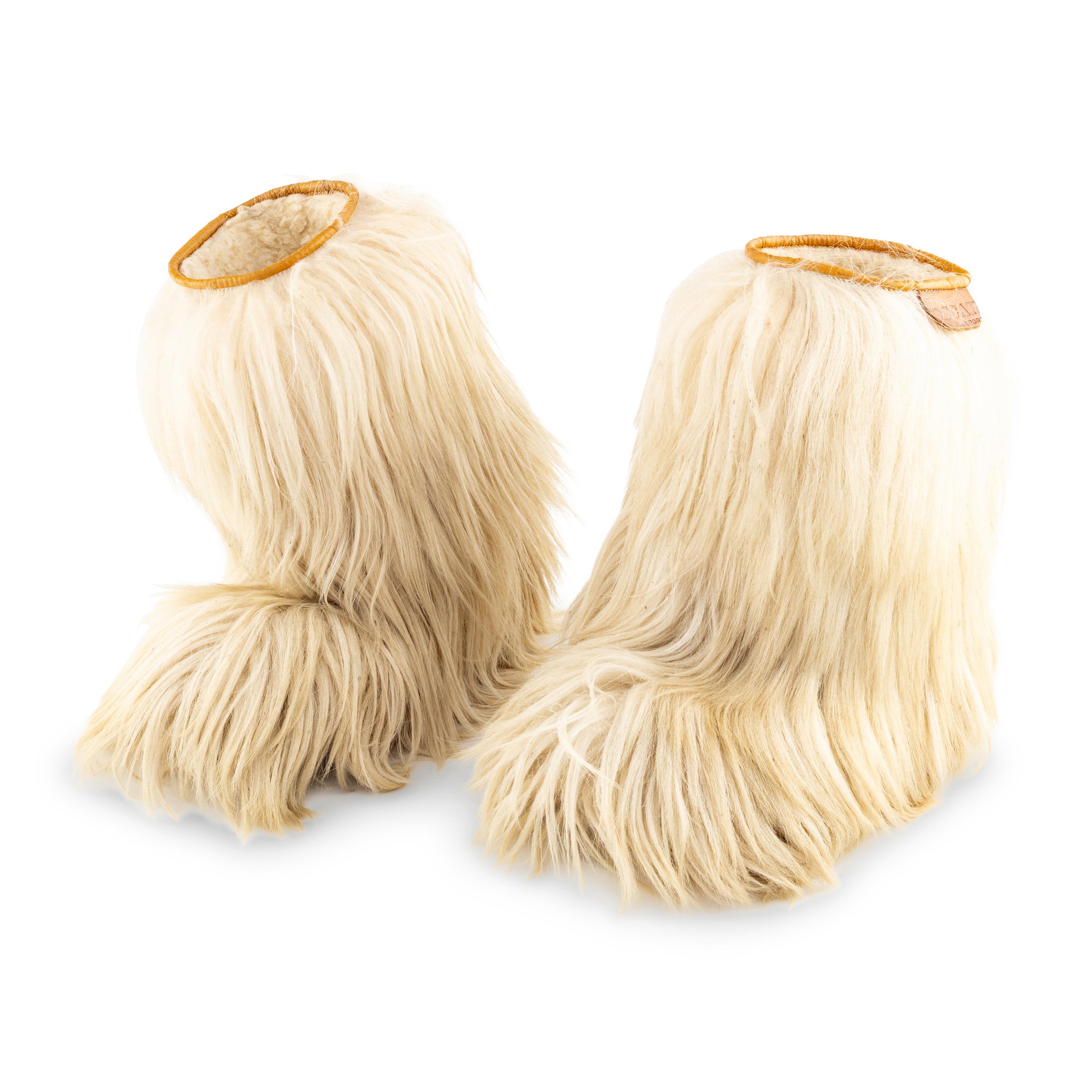 A Pair of Tibetan Goat Fur Boots