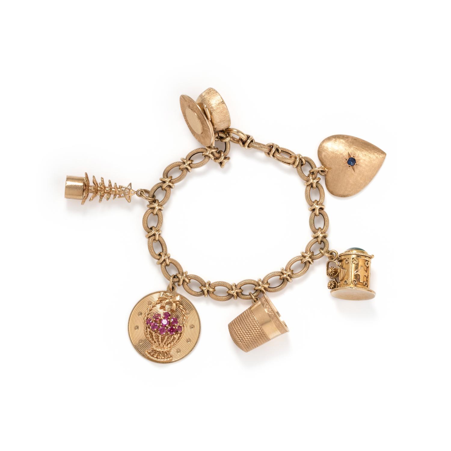 YELLOW GOLD CHARM BRACELET
