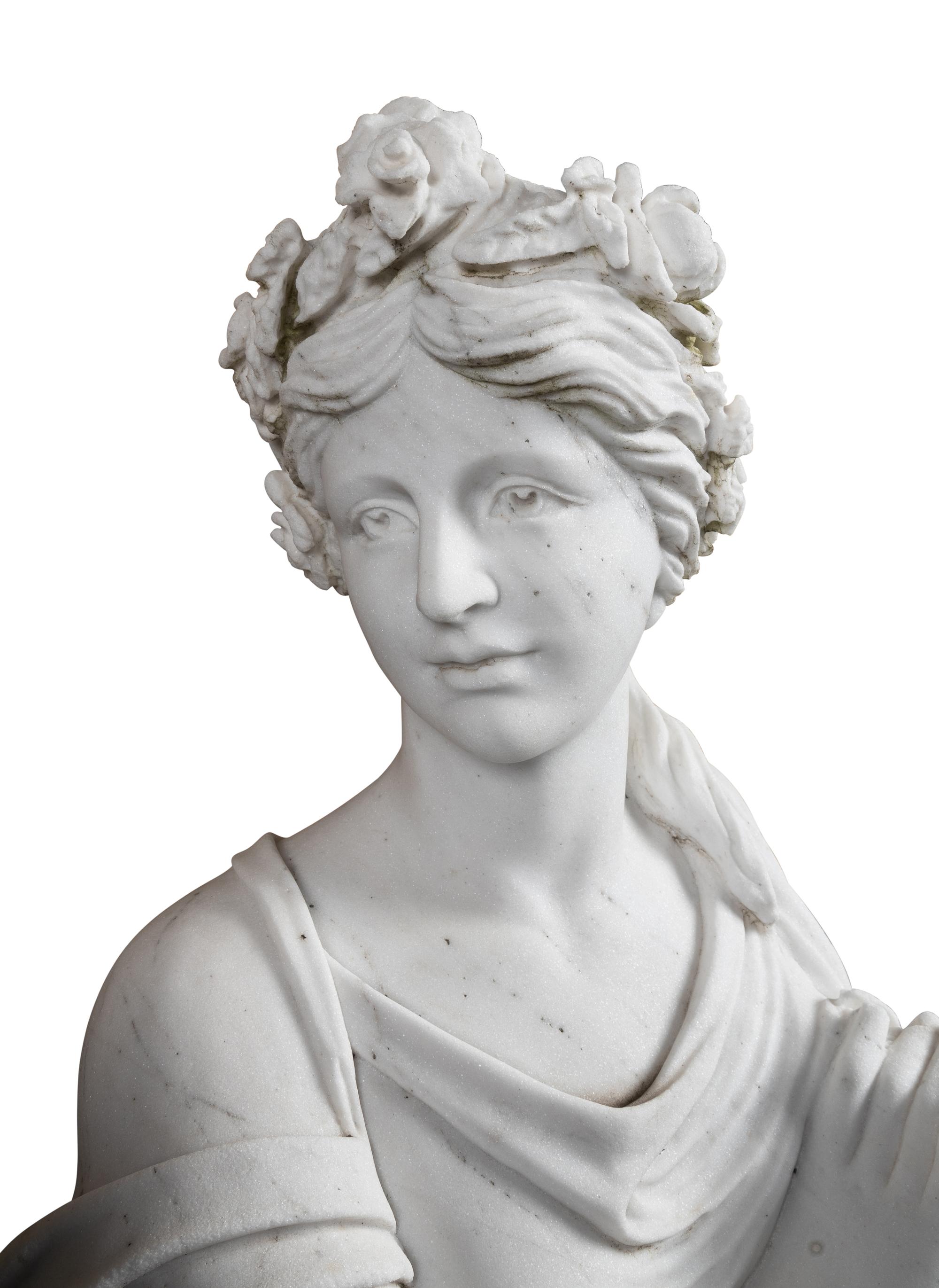 A Set of Four Monumental Carved Marble Garden Herms Allegorical of the Four Seasons