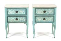 A Pair of Italian Painted Bedside Cabinets Height 31 1/2 x width 23 3/4 x depth 15 1/4 inches. — 20TH CENTURY