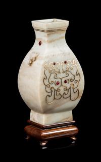 A Mughal Style Jade Square Vase Height 8 3/4 inches. — 20TH CENTURY