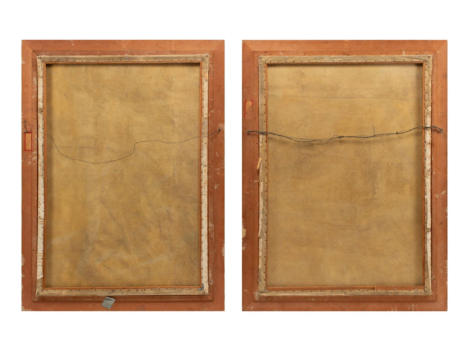 A Pair of Continental Painted Canvas Panels