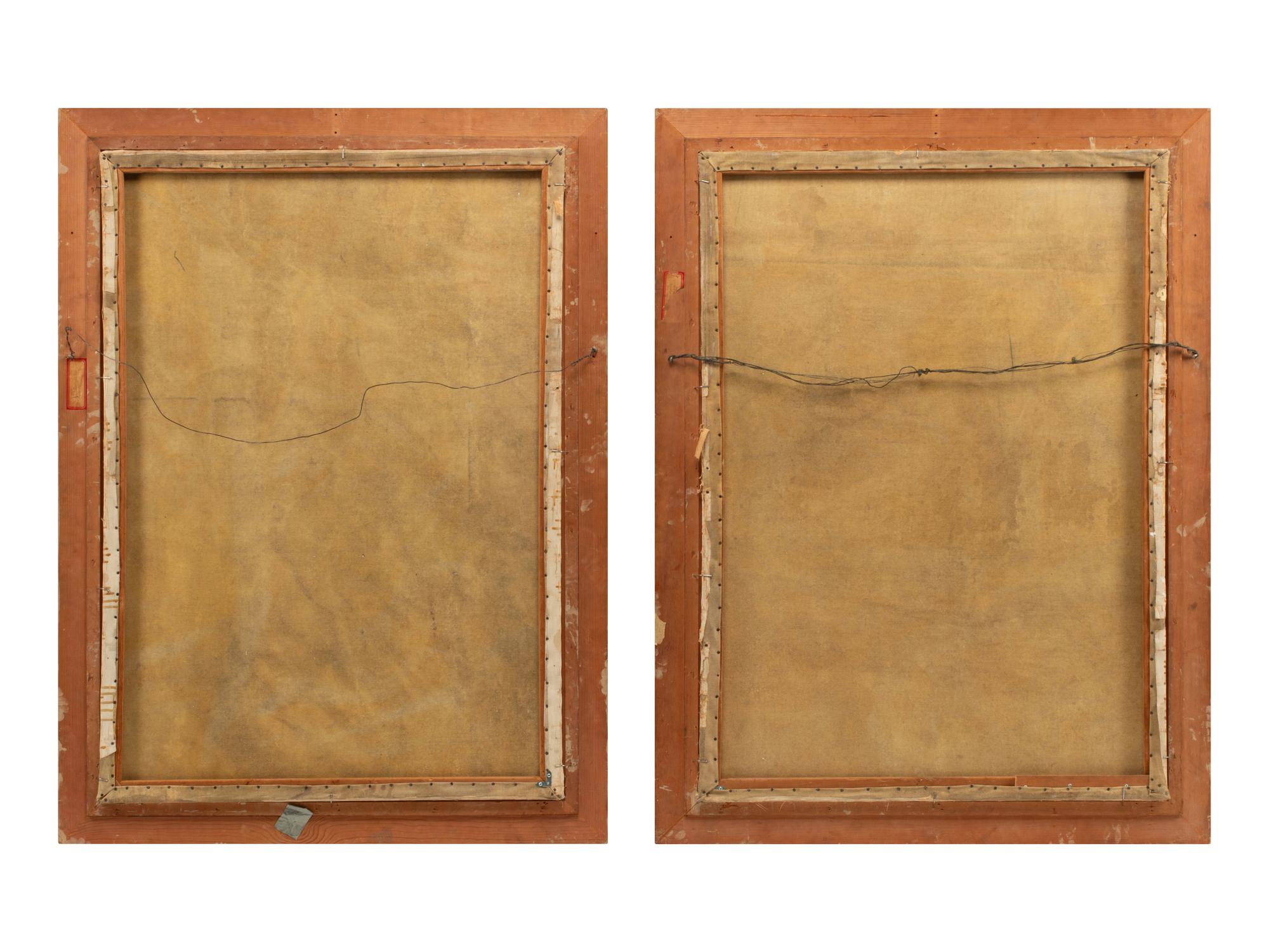 A Pair of Continental Painted Canvas Panels