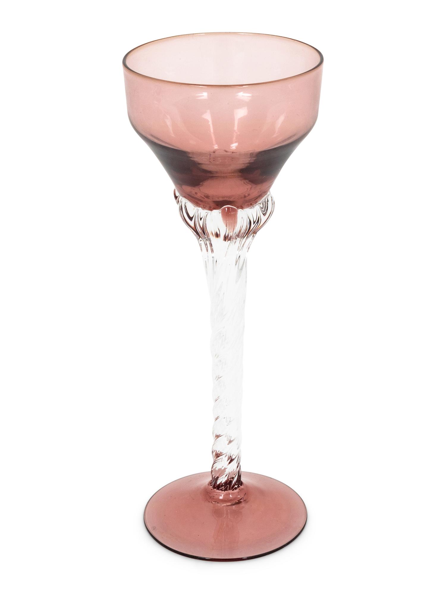 Twelve Colored Glass Stemware Articles