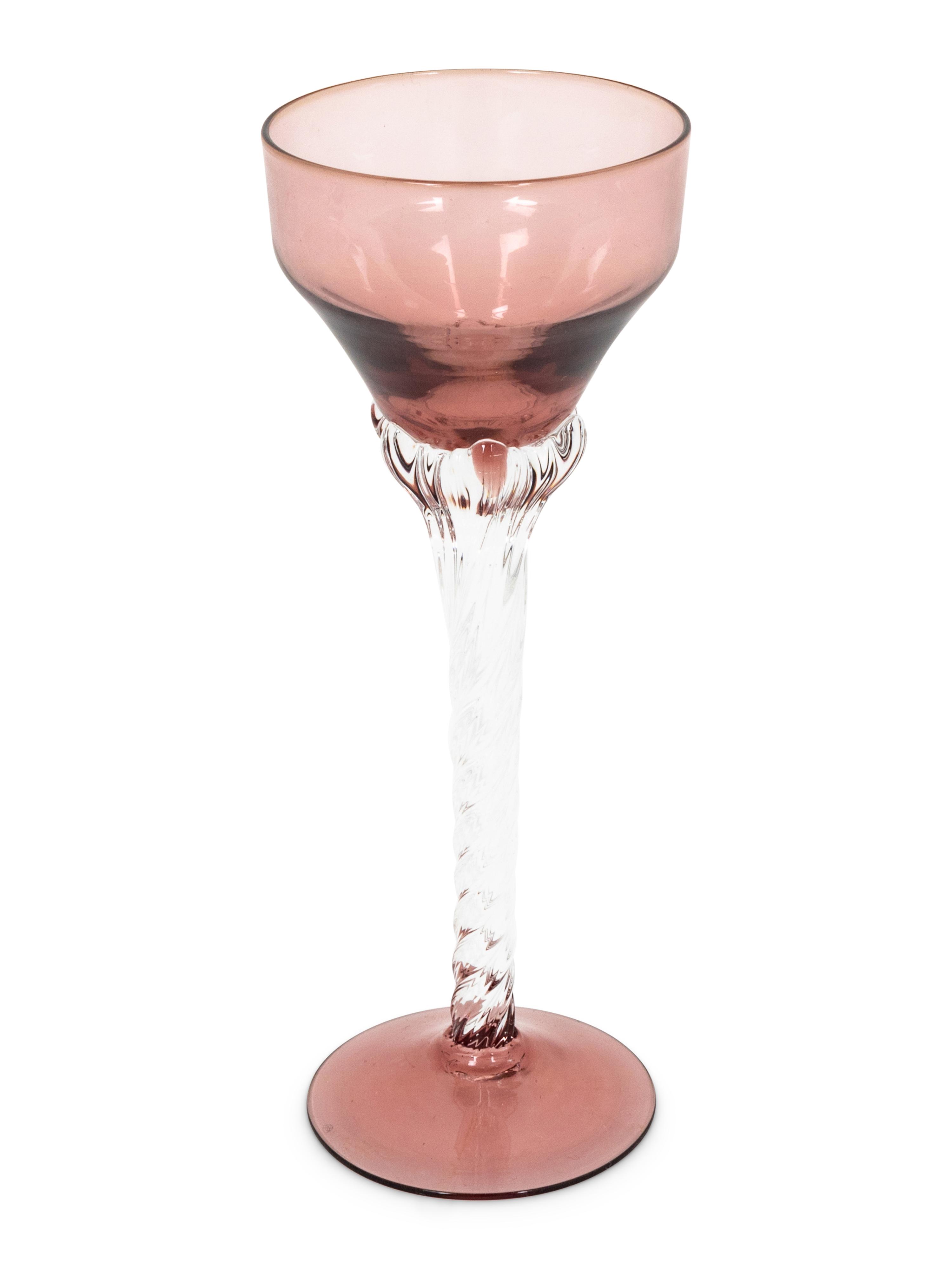Twelve Colored Glass Stemware Articles