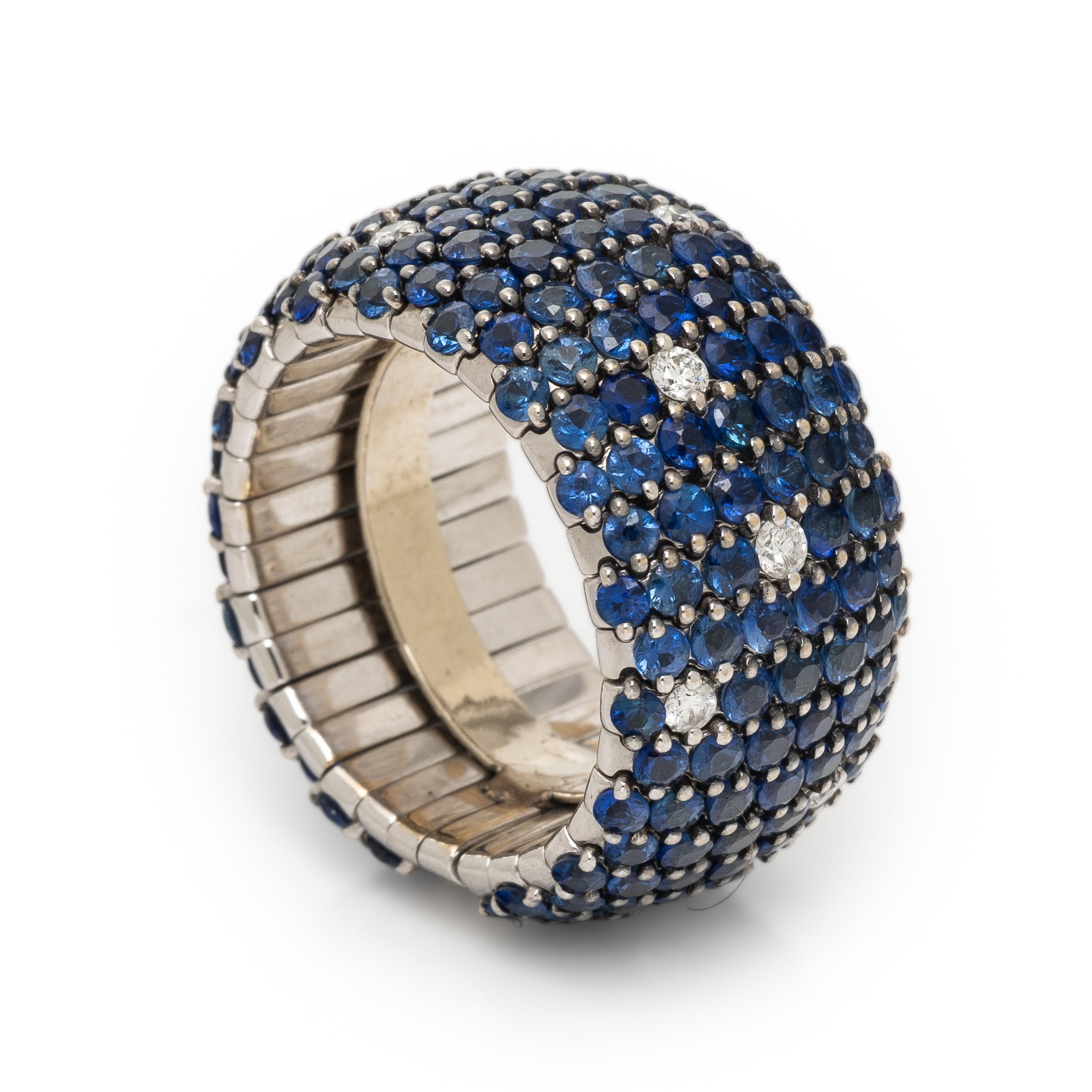 Zydo, Sapphire, Diamond, White Gold Flexible Ring