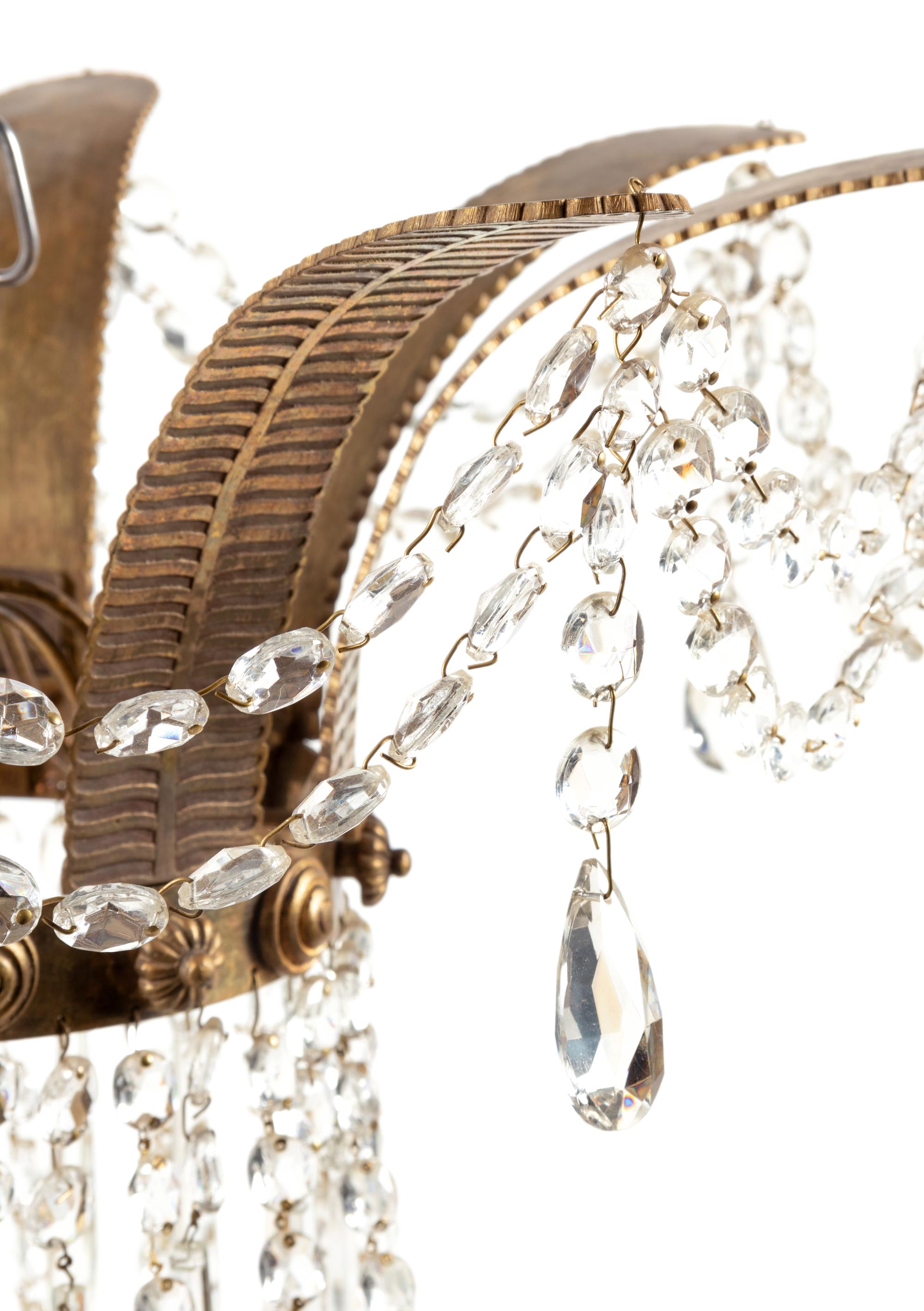 A Russian Gilt Bronze, Cobalt Blue and Clear Glass Chandelier