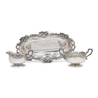 A Group of Three Art Nouveau Sterling Silver Table Articles