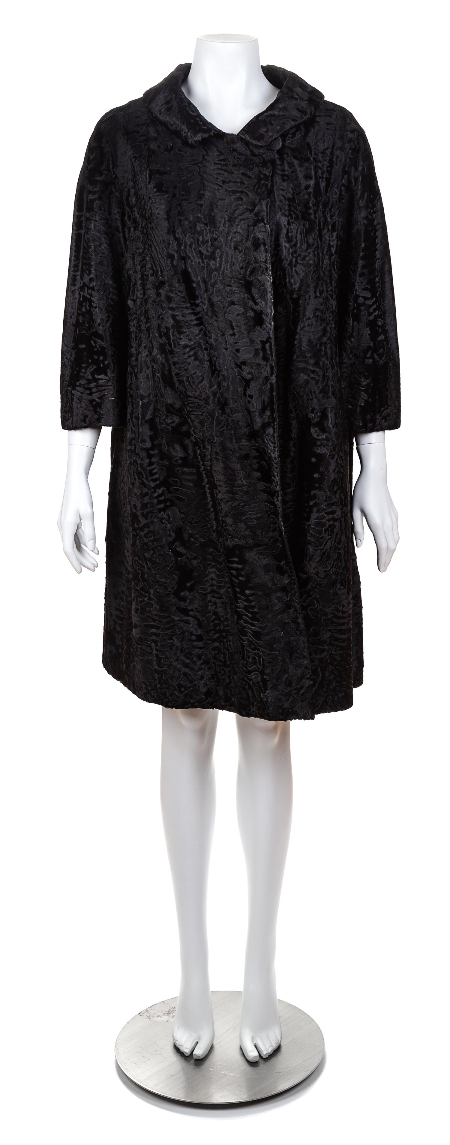 A Maximilian Black Broadtail Coat, No size.