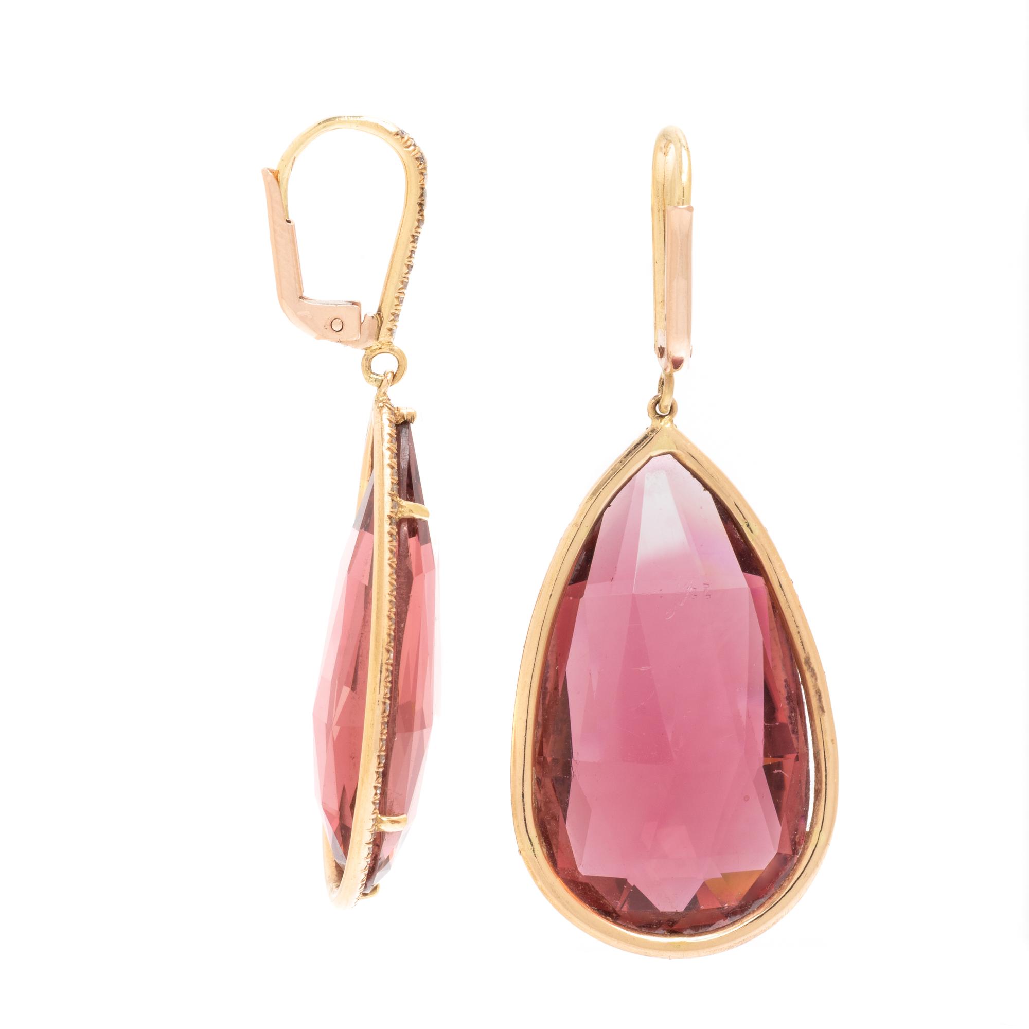 PINK TOURMALINE AND DIAMOND EARRINGS
