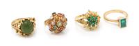 A Collection of Yellow Gold and Gemstone Rings, 13.80 dwts.