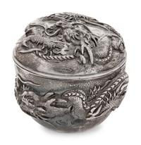 A Chinese Export Silver Tea Caddy