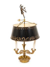 A French Gilt Bronze Bouilotte Lamp with Tole Shade