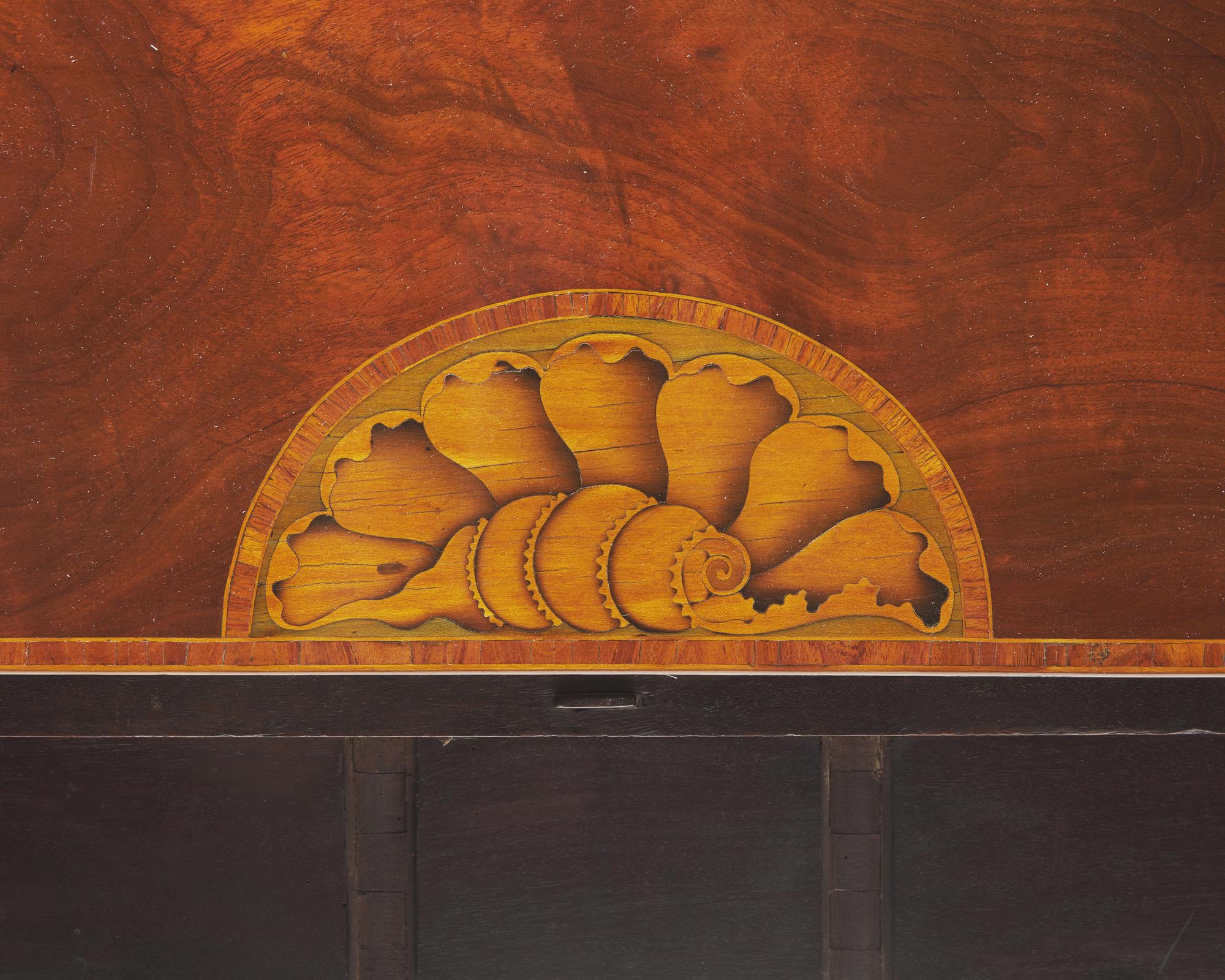 A fine pair of George III inlaid mahogany demilune card tables, circa 1790
