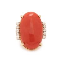 CORAL AND DIAMOND RING