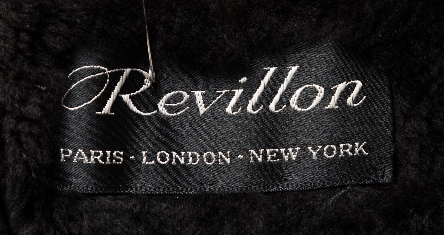 A Revillon Navy Satin Fur Lined Coat with Sable Trim, No size.