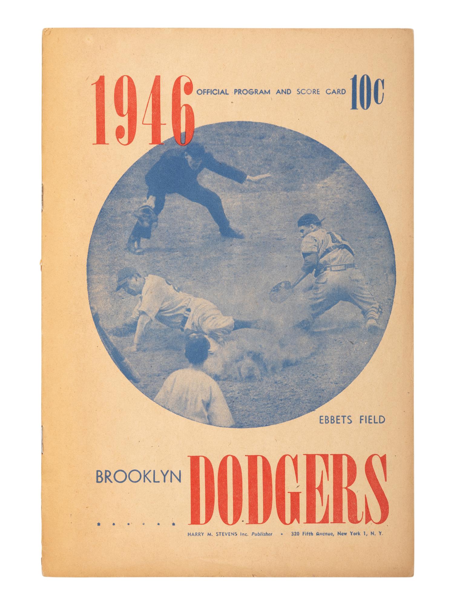 A Historic April 10, 1947 Montreal Royals vs. Brooklyn Dodgers Ebbets Field Program / Scorecard (Robinson's Ebbets Field Debut / The Day Brooklyn Purchases Robinson Contract From Montreal)