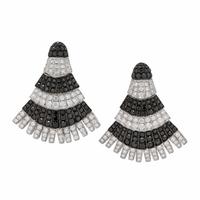 Diamond and Black Diamond Articulated Fan Earrings