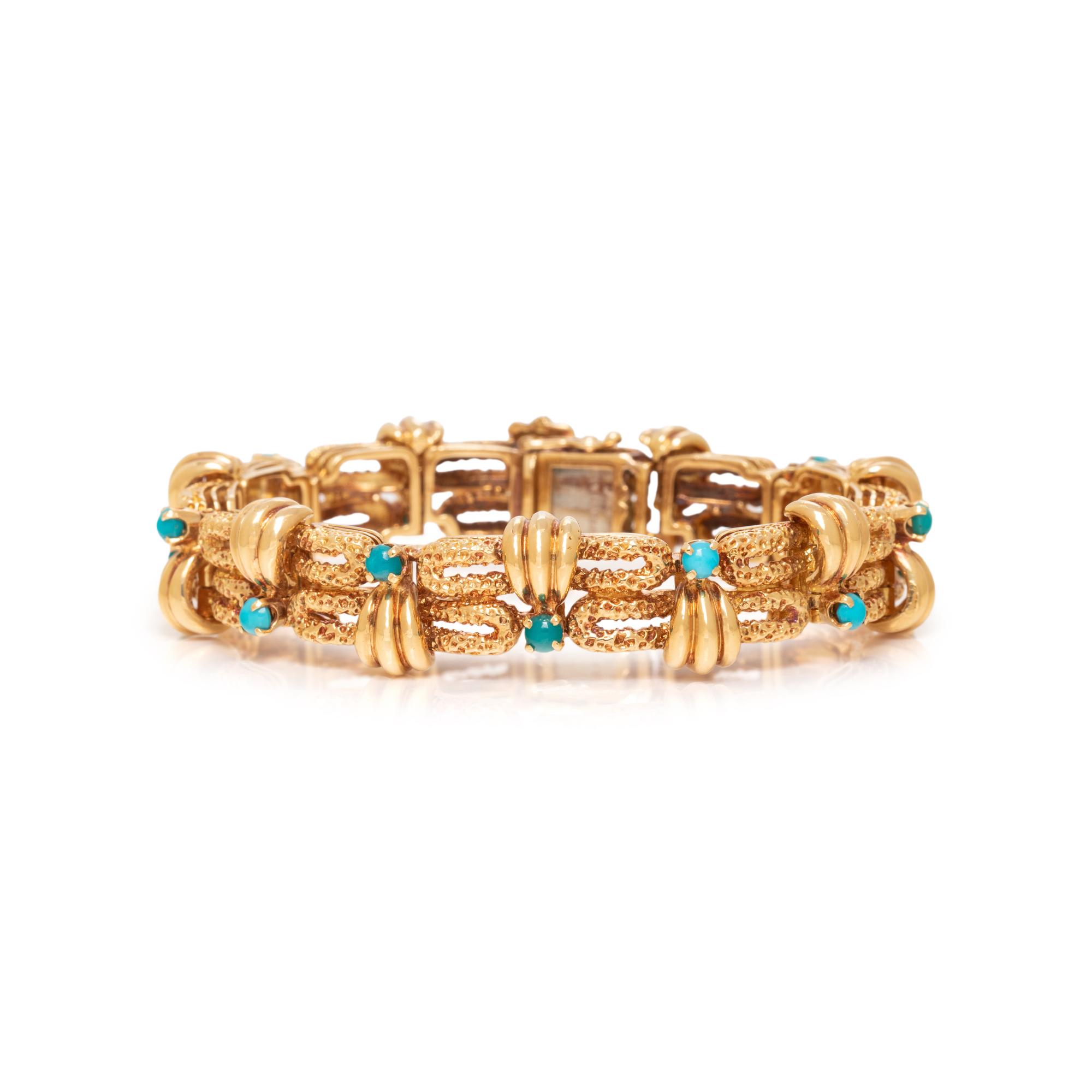 TIFFANY & CO., YELLOW GOLD AND TURQUOISE BRACELET
