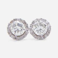 A Pair of 18K White Gold and Diamond Stud Earrings