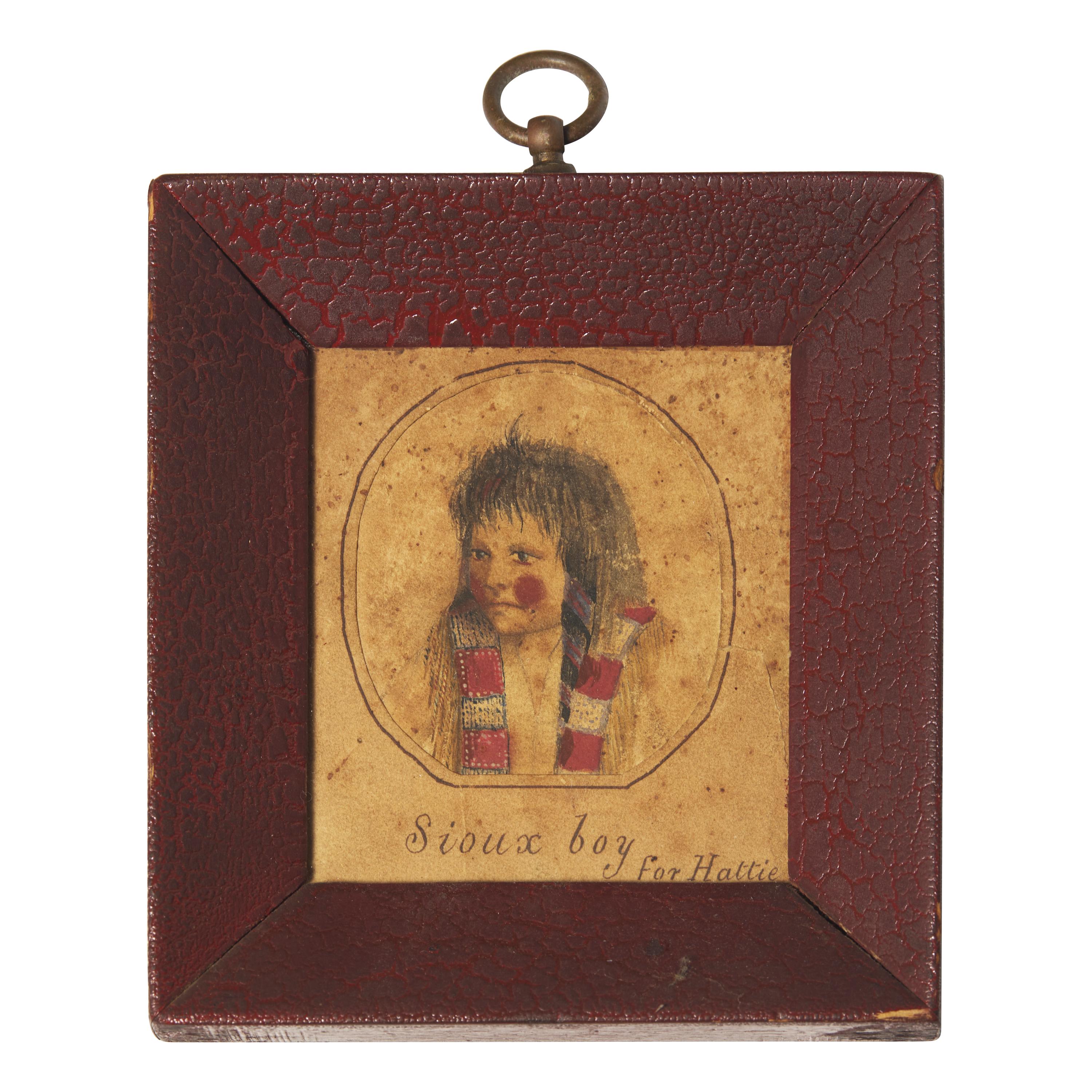 American School 19th Century, A Portrait Miniature of a Sioux Boy