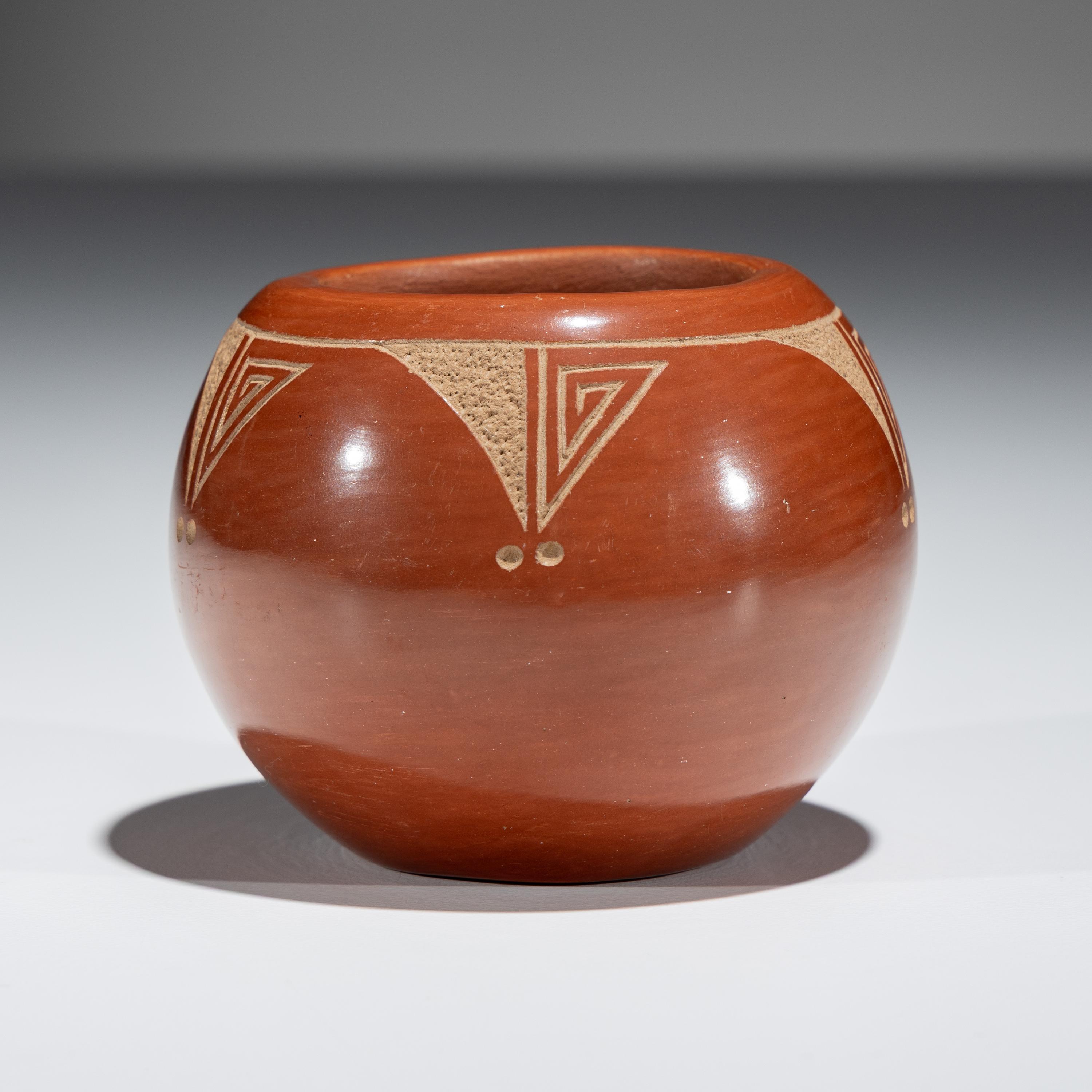 Sgraffito Redware Pottery Jar