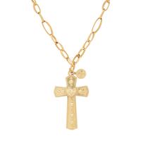 Waterford, Cross Pendant with Unsigned Yellow Gold Chain