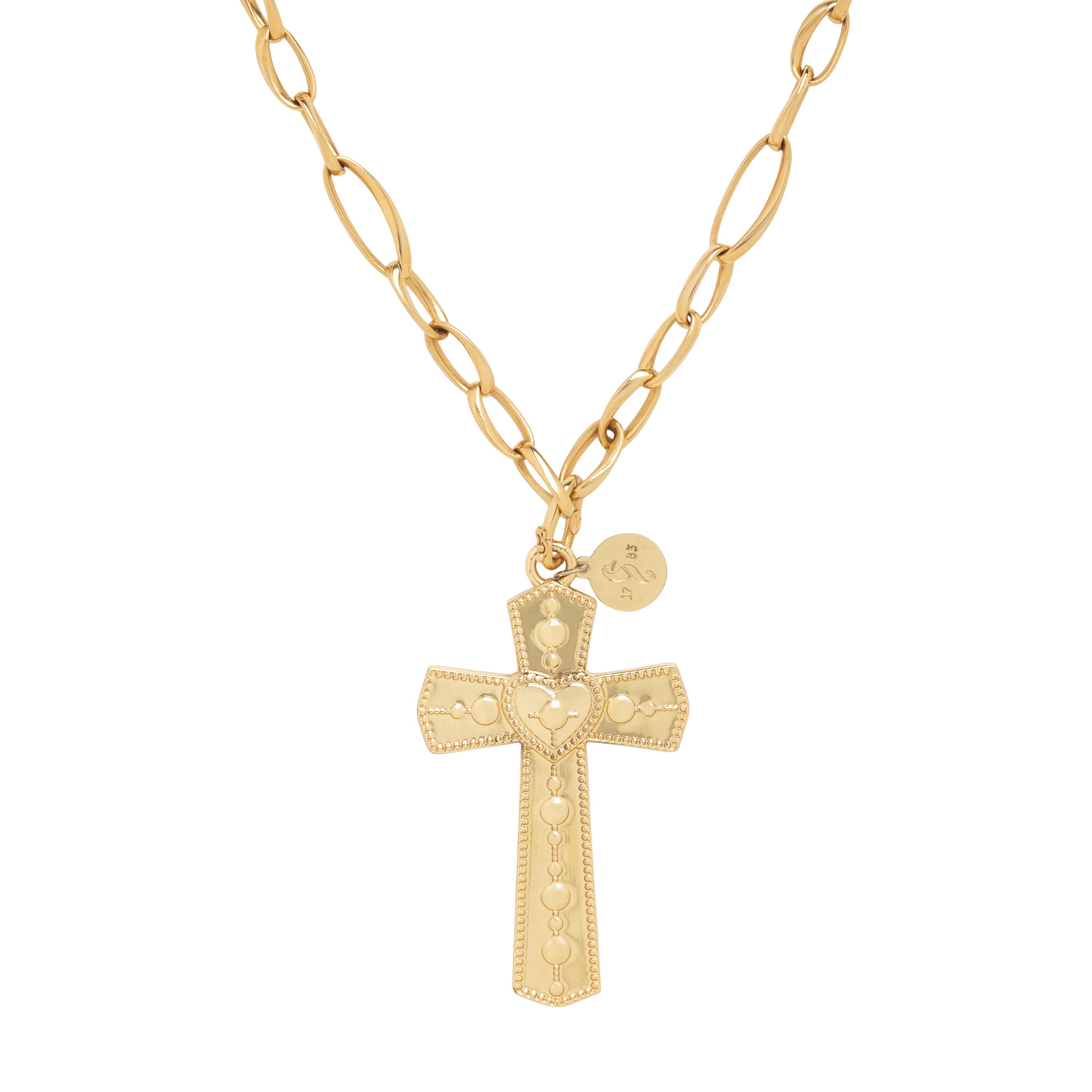 Waterford, Cross Pendant with Unsigned Yellow Gold Chain
