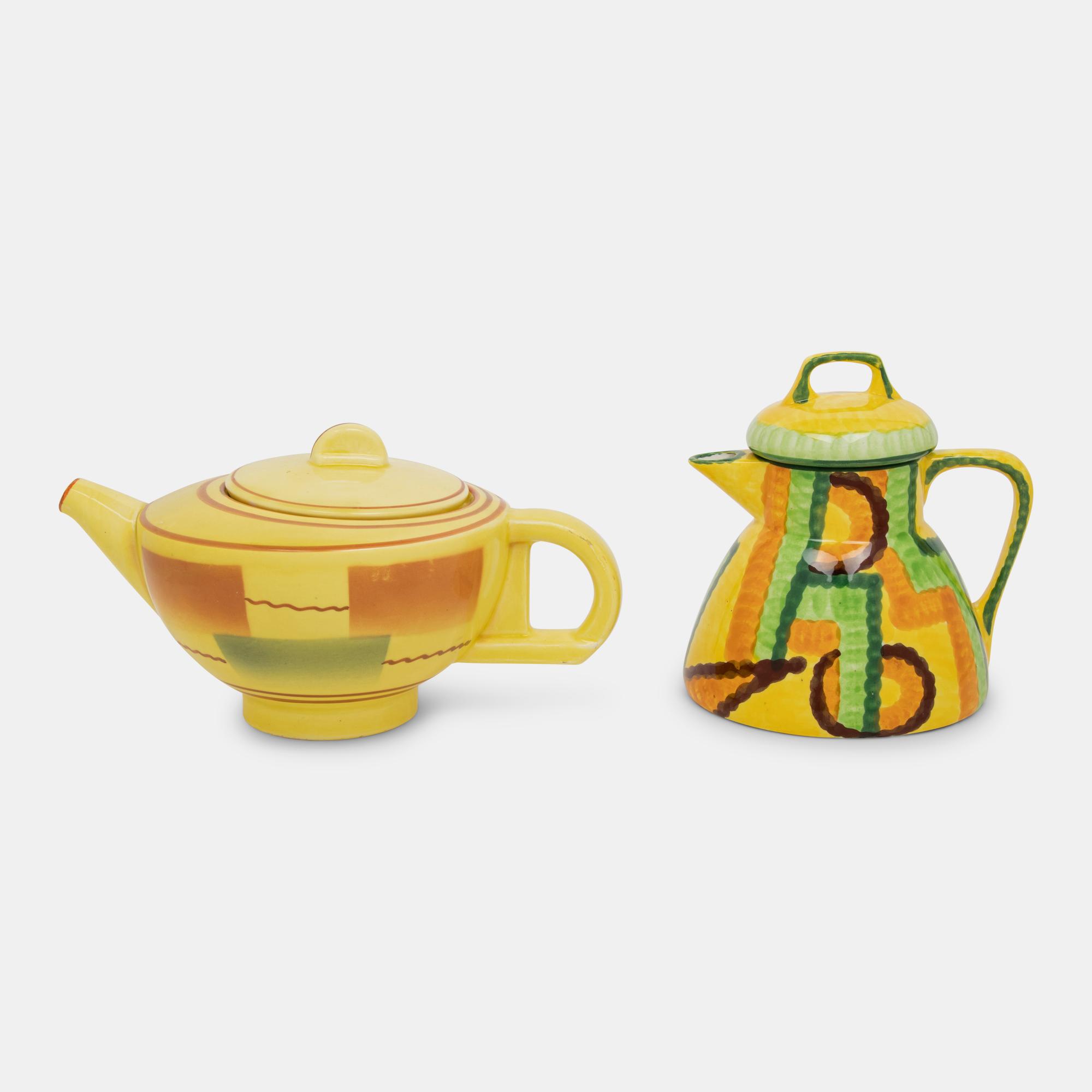 A Teapot and Coffee Pot, c. 1930 Schramberg Majolikafabrik, Germany