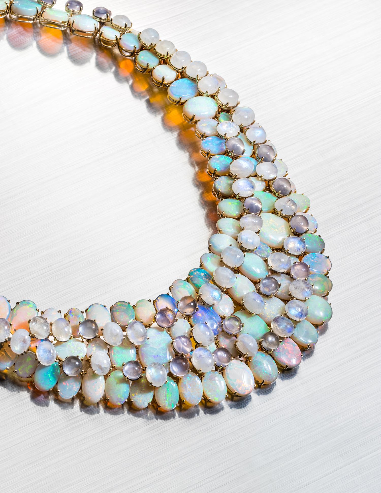 TONY DUQUETTE, OPAL, ROCK CRYSTAL AND MOONSTONE NECKLACE