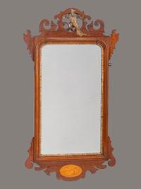 A George III Marquetry and Parcel Gilt Mahogany Mirror