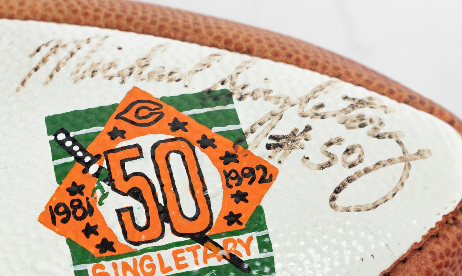A 1992 Chicago Bears vs. Pittsburgh Steelers Game Ball Presented to Mike Ditka (Mike Singletary's Final Home Game) Formerly Displayed at Mike Ditka's Restaurant