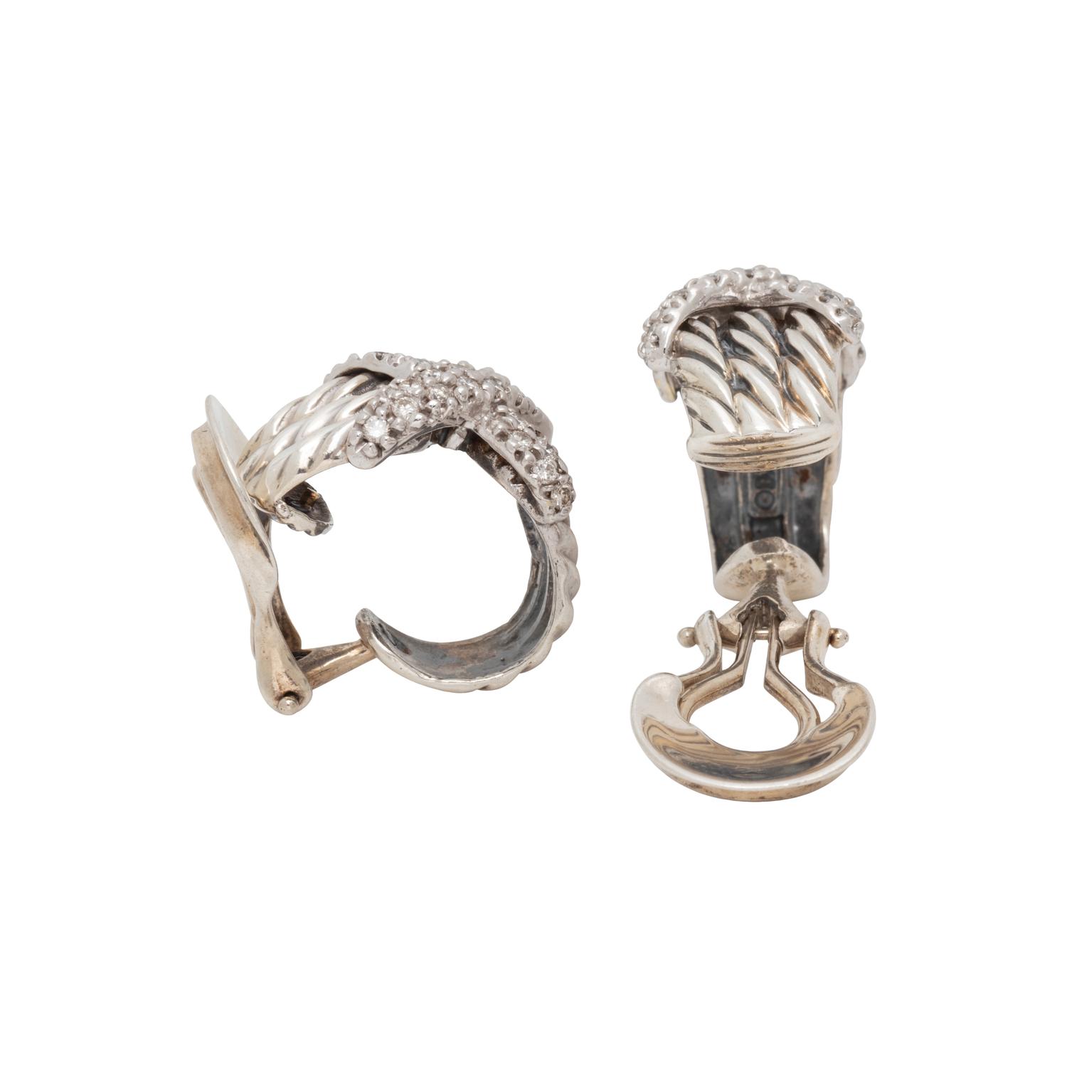 DAVID YURMAN, DIAMOND 'X' EARCLIPS