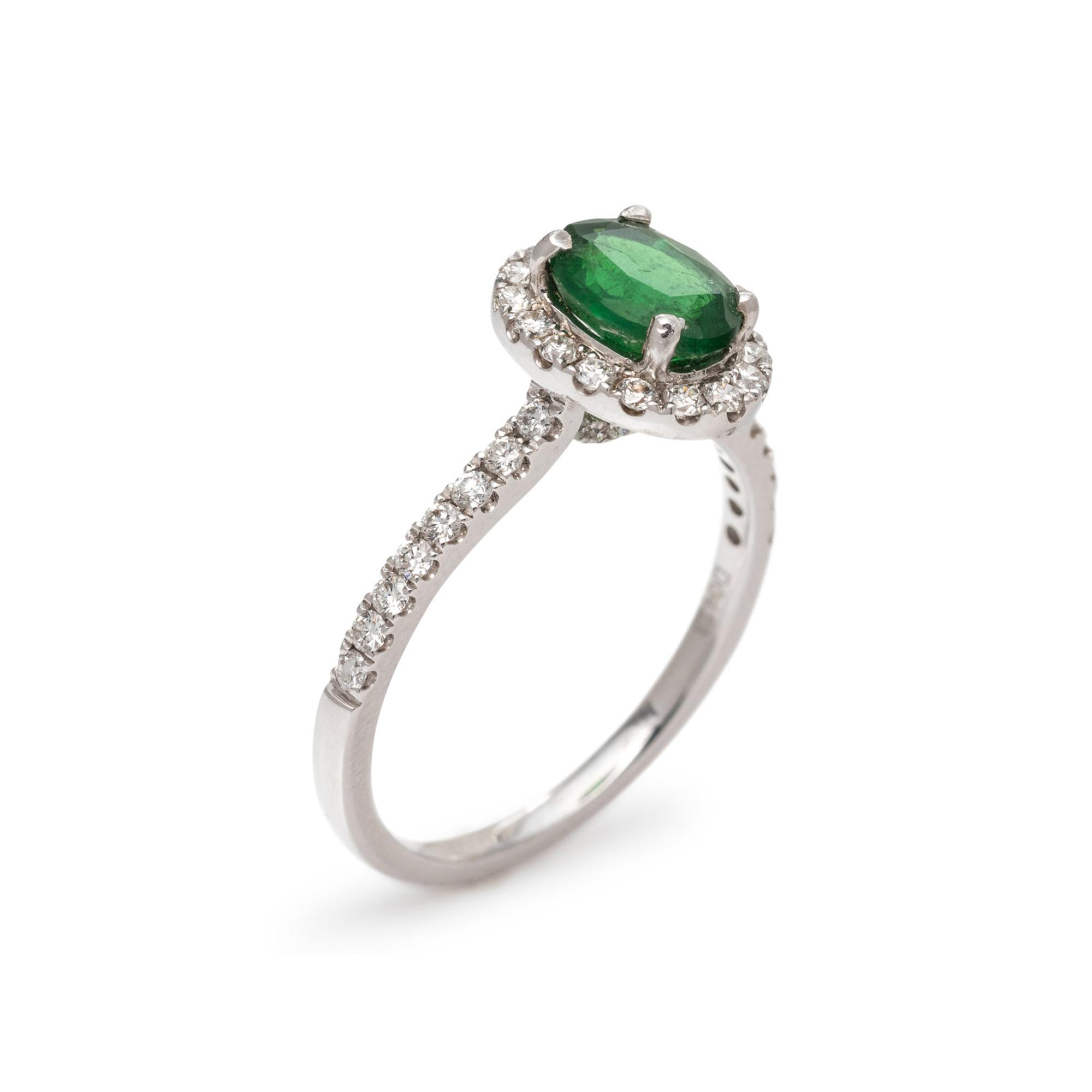 TSAVORITE GARNET AND DIAMOND RING