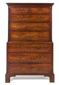 A George III Mahogany Chest on Chest Height 71 x with 41 3/4 x depth 20 1/2 inches. — CIRCA 1780