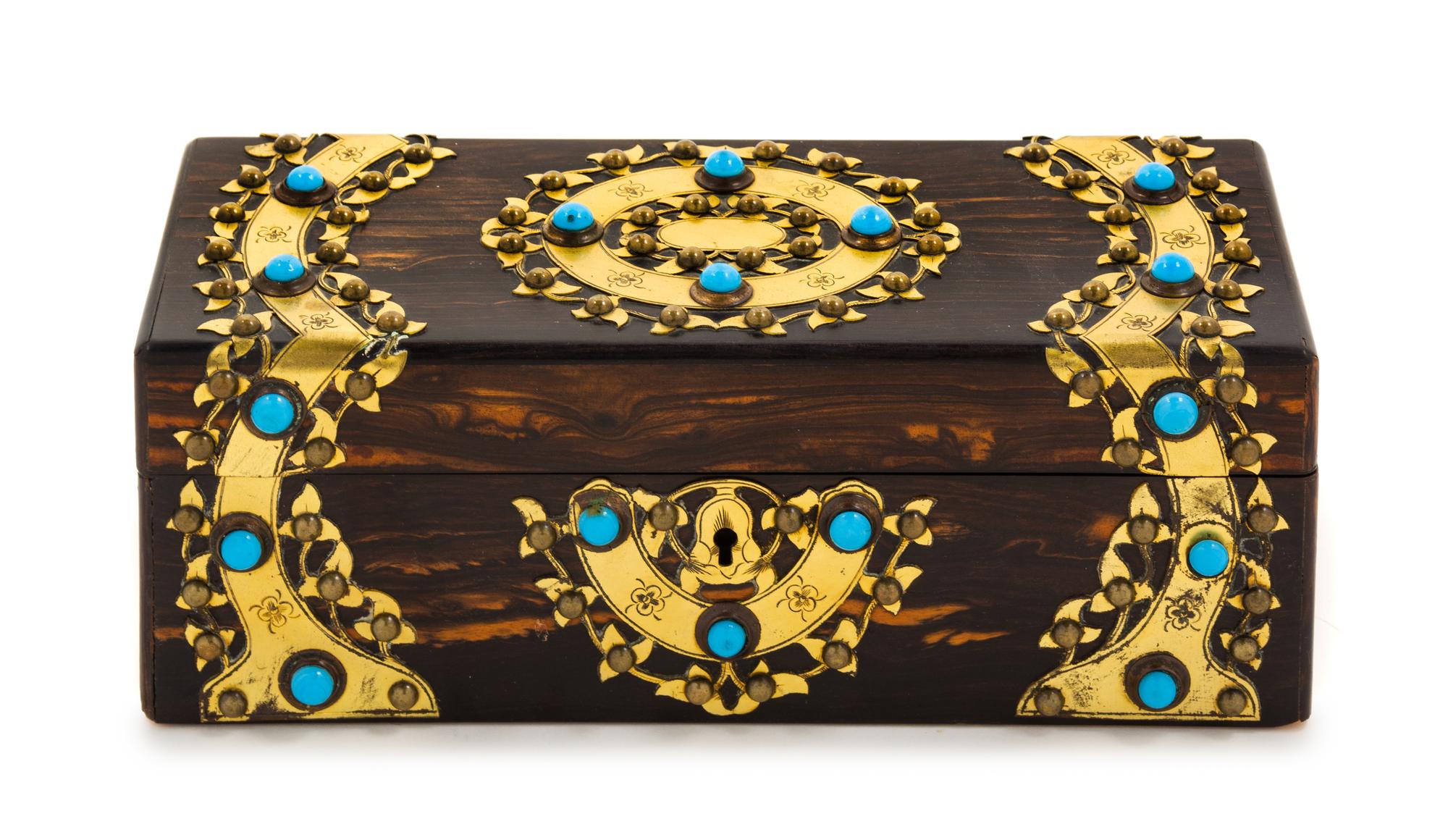 A Brass Mounted Calamander Table Casket Width 14 inches. — 19TH CENTURY