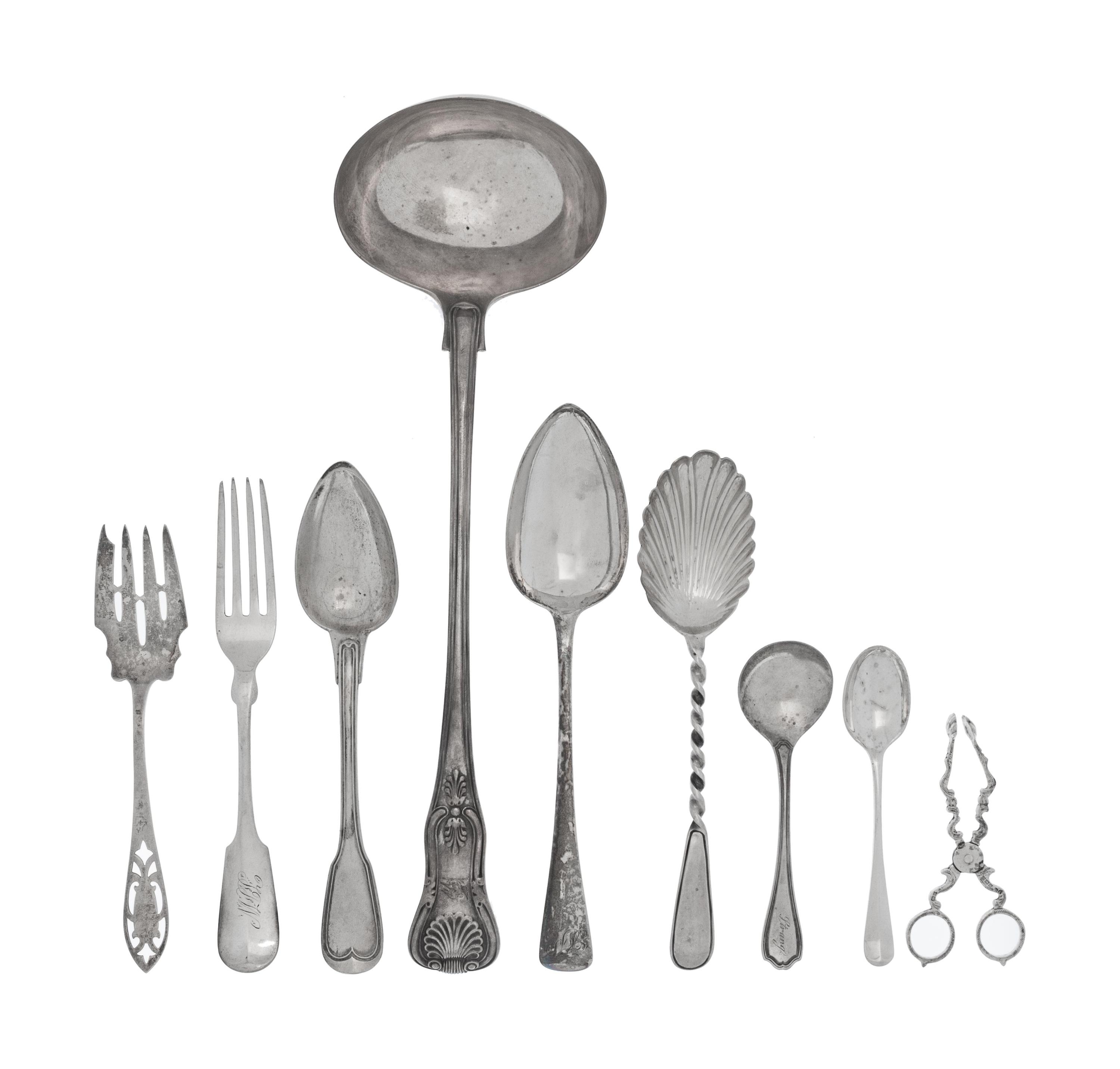 A Collection of Georgian Silver Flatware Articles