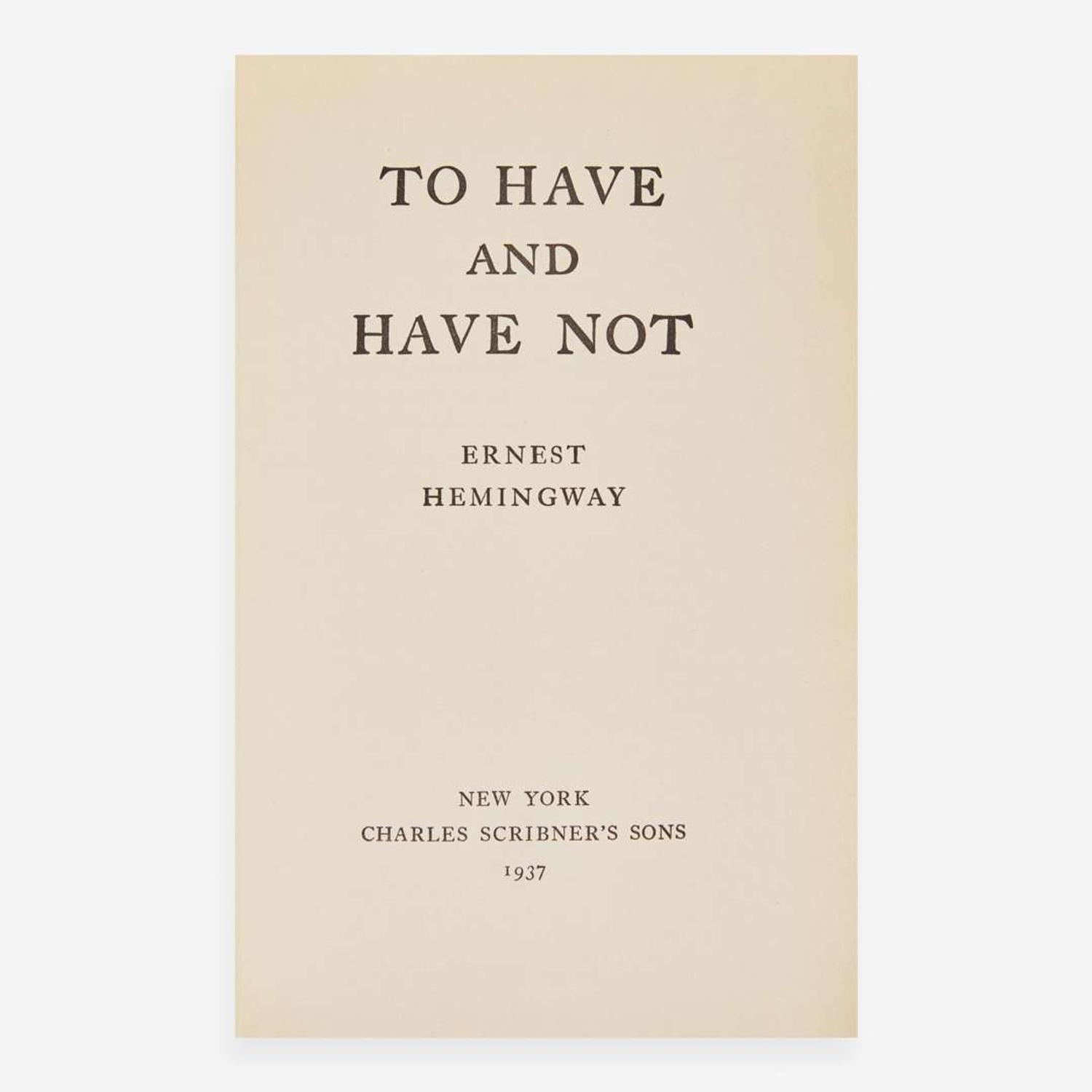 [Literature] Hemingway, Ernest To Have and Have Not