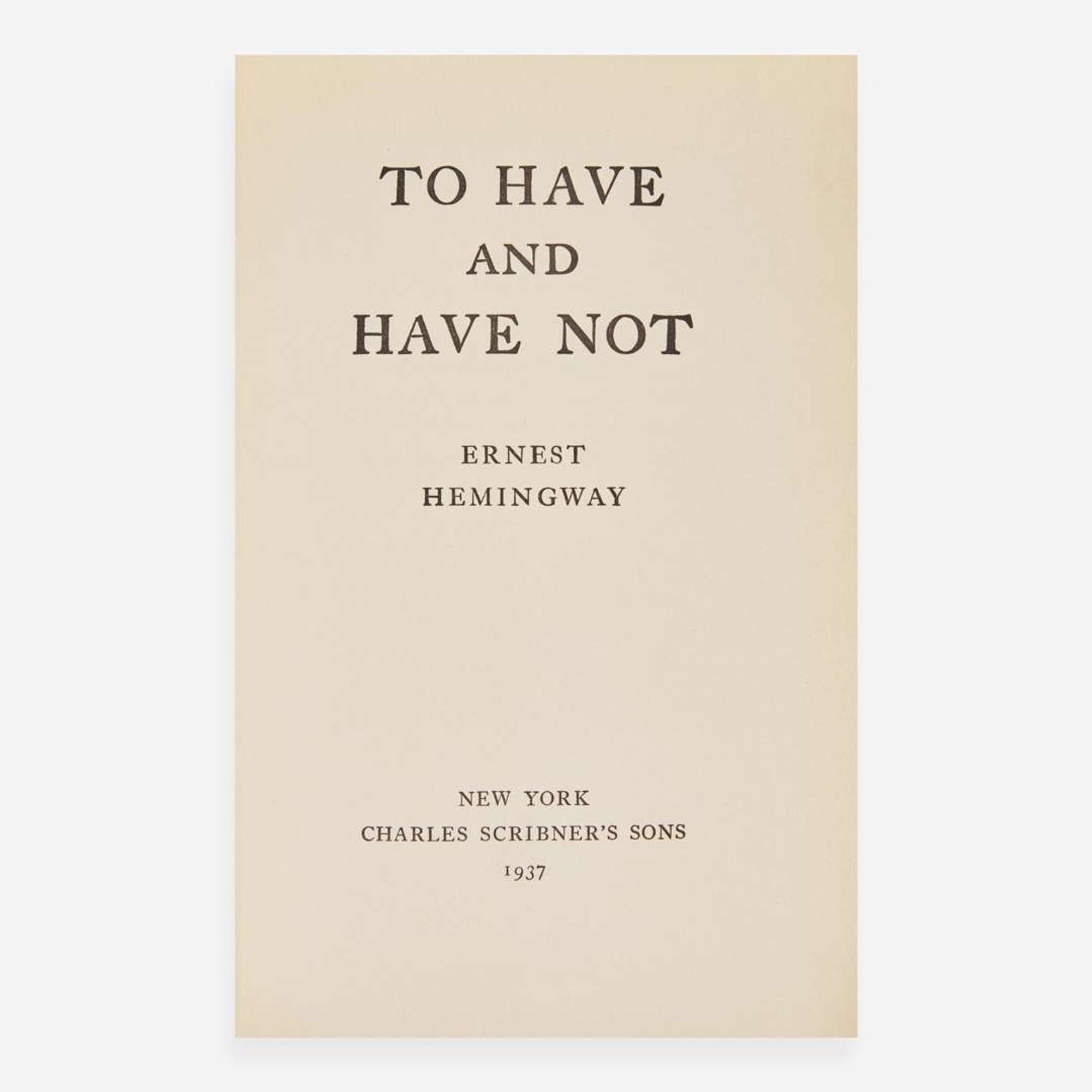 [Literature] Hemingway, Ernest To Have and Have Not