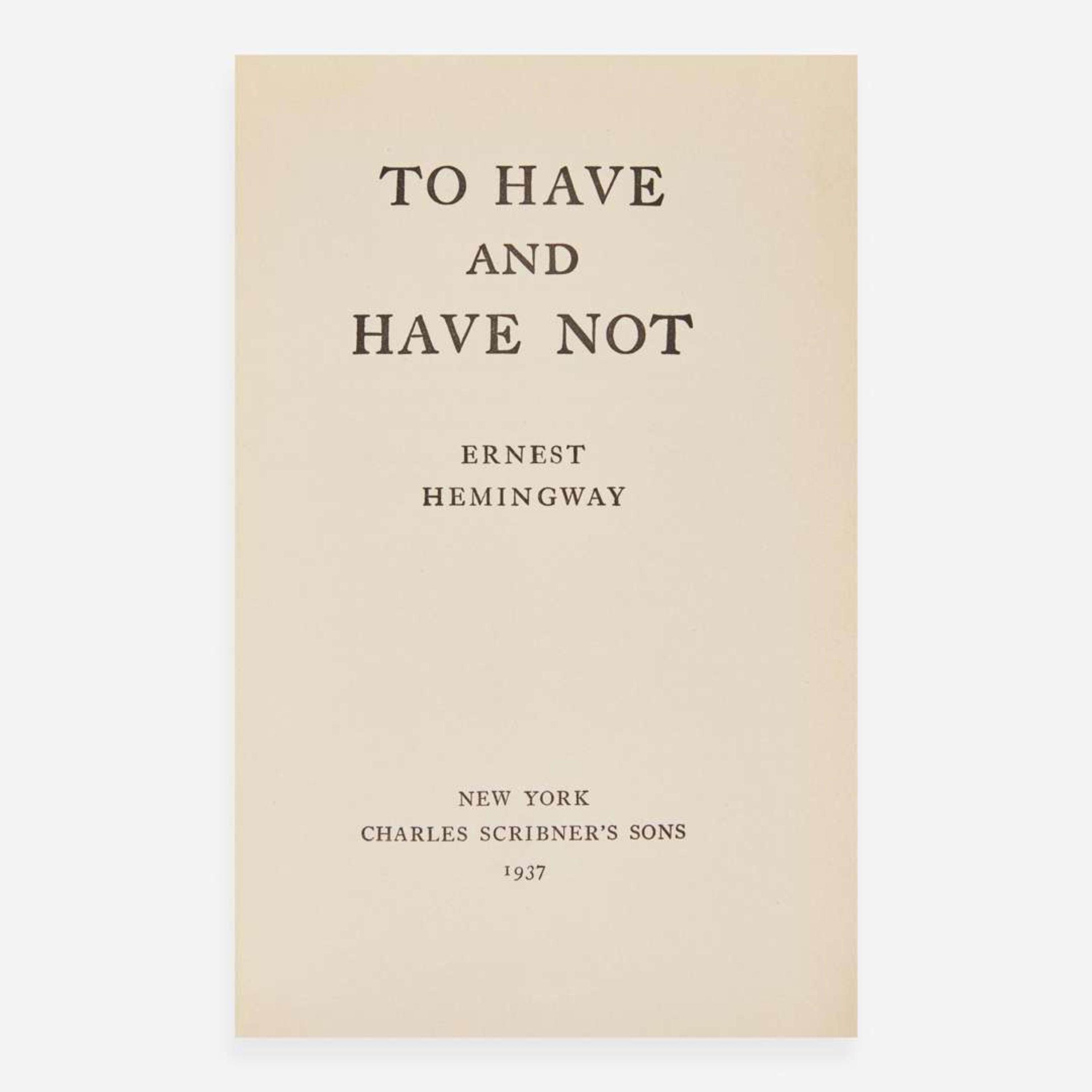 [Literature] Hemingway, Ernest To Have and Have Not