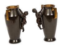 A Pair of Continental Art Deco Bronze Amphoras