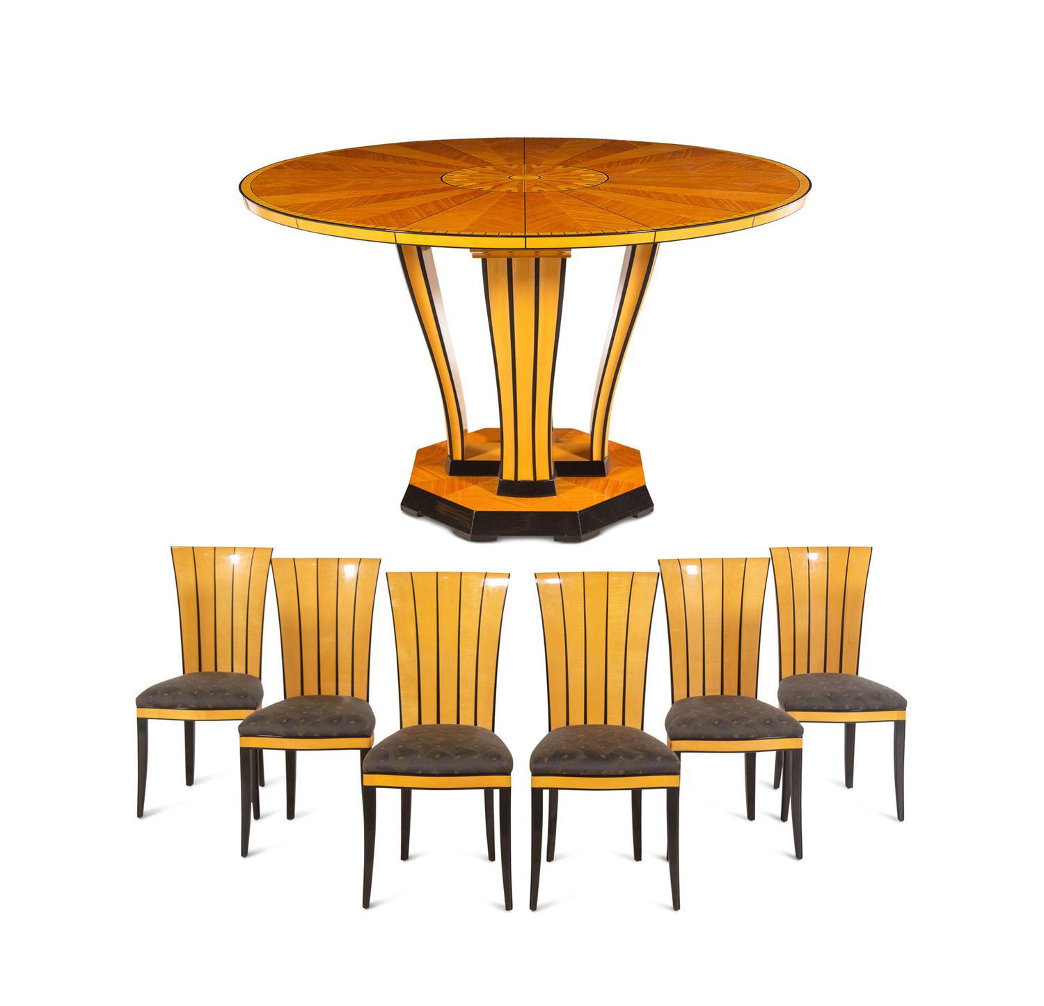 A Part-Ebonized Birch Dining Set