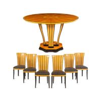 A Part-Ebonized Birch Dining Set