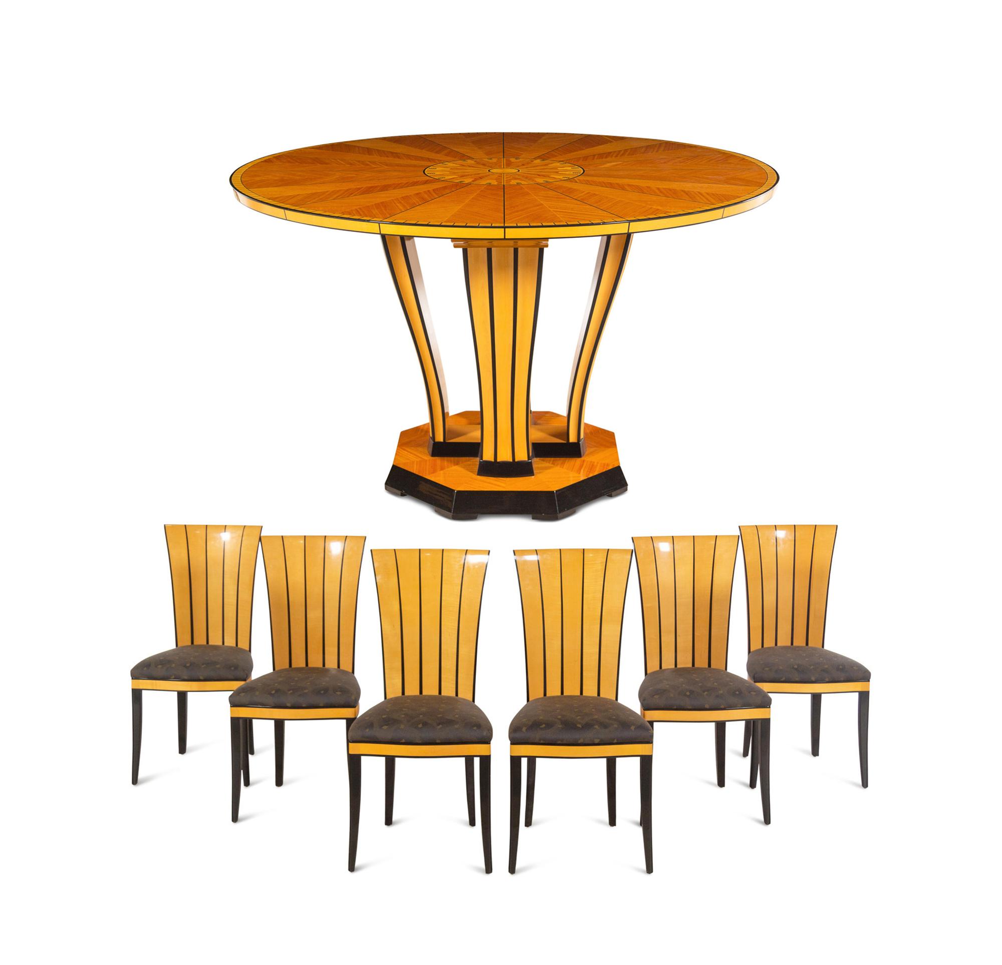 A Part-Ebonized Birch Dining Set