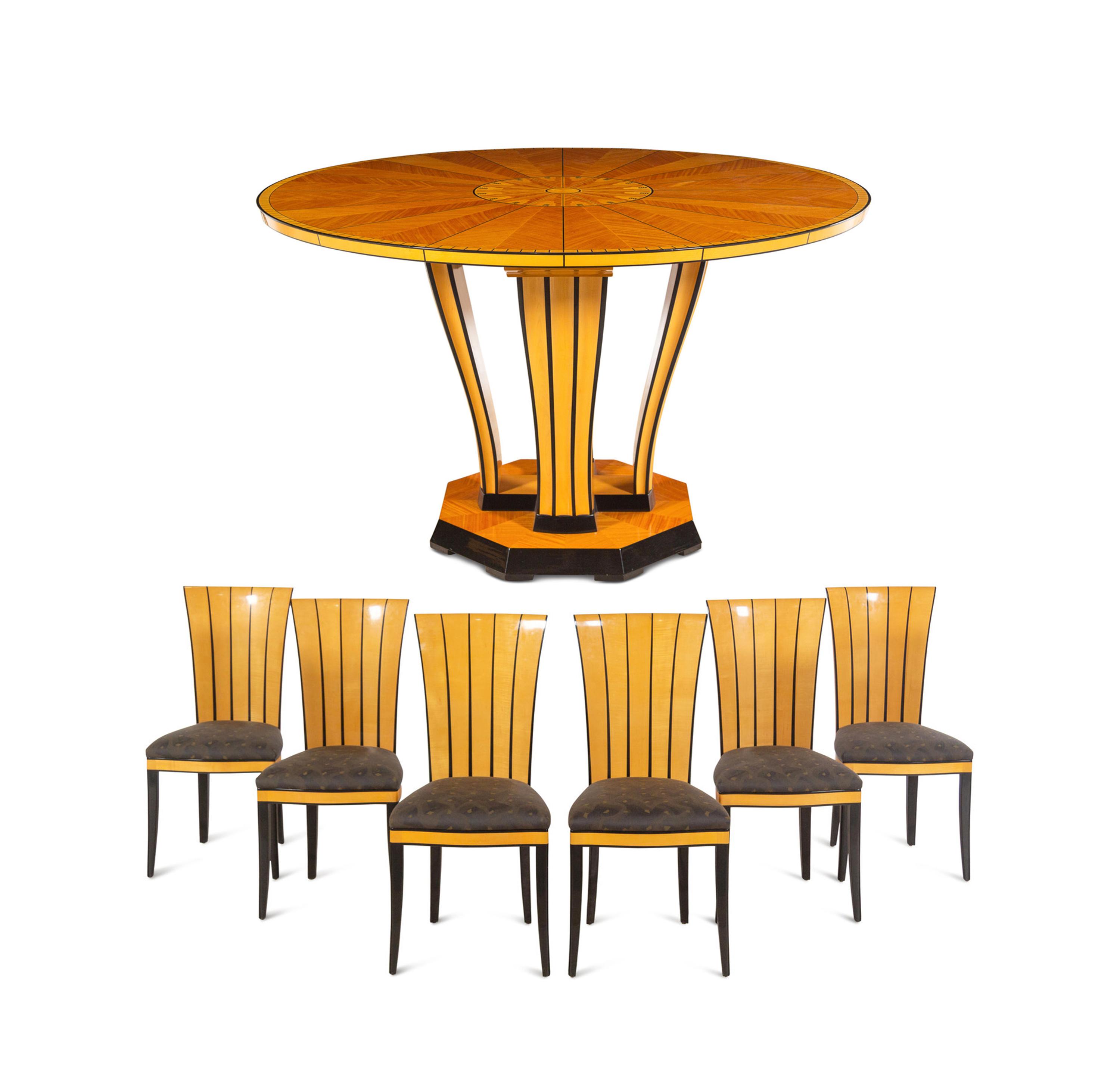 A Part-Ebonized Birch Dining Set