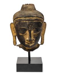A Southeast Asian Giltwood Head of a Bodhisattva