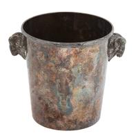A Silver Plate Champagne Bucket with Ram's Head Handles Height 8 1/4 inches. — Christofle, Paris, 20th Century